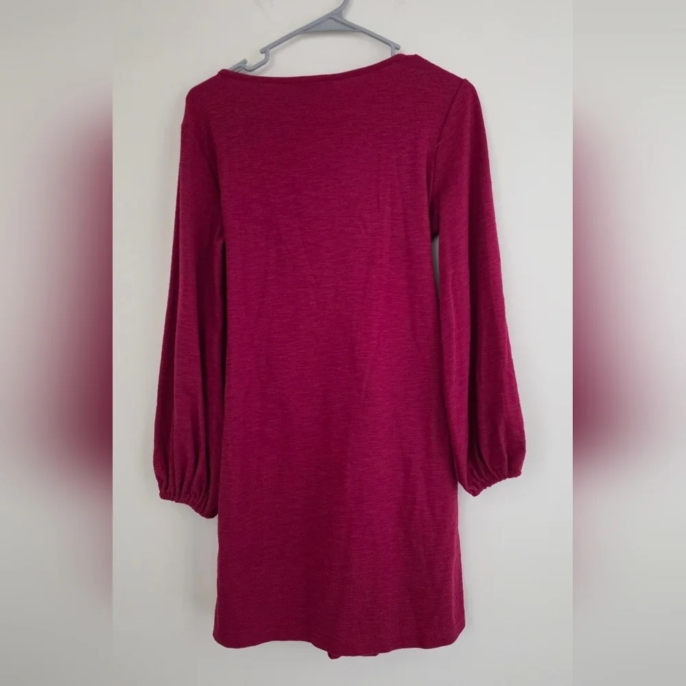 R.Vivimos Burgundy Tie Waist Sweater Dress